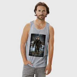 Майка мужская хлопок Человек в чернобыле, цвет: меланж — фото 2