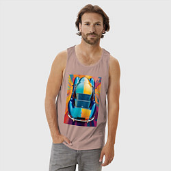 Майка мужская хлопок Яркий ретро автомобиль, цвет: пыльно-розовый — фото 2