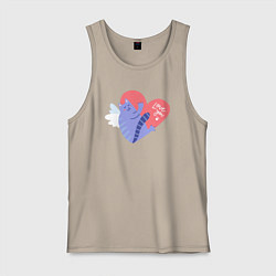 Майка мужская хлопок Love you cat, цвет: миндальный