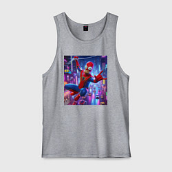 Майка мужская хлопок Homer Simpson and Spider man - collaboration, цвет: меланж