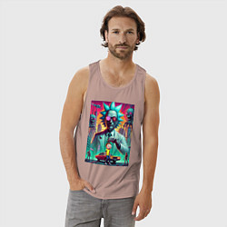 Майка мужская хлопок Рик подарил Морти автомобиль - нейроарт, цвет: пыльно-розовый — фото 2