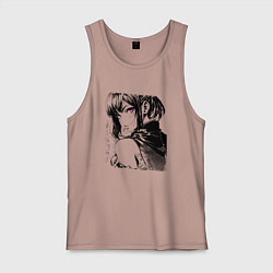 Майка мужская хлопок Девушка с фиолетовыми глазами, цвет: пыльно-розовый