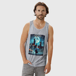 Майка мужская хлопок Nightly Hogwarts - neon glow, цвет: меланж — фото 2