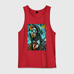 Майка мужская хлопок Cyber Harry Potter - ai art fantasy, цвет: красный