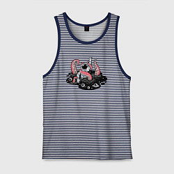 Майка мужская хлопок Схватка с космическим осьминогом, цвет: синяя тельняшка