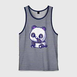 Майка мужская хлопок Миленькая панда, цвет: синяя тельняшка