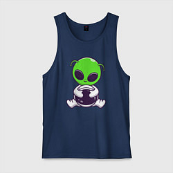 Майка мужская хлопок Пришелец космонавт, цвет: тёмно-синий