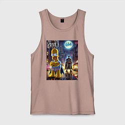 Майка мужская хлопок Homer Simpson vs Batman - ai art joke, цвет: пыльно-розовый