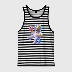 Майка мужская хлопок Гомер Симпсон в открытом космосе, цвет: черная тельняшка