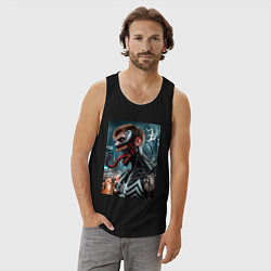 Майка мужская хлопок Превращение Эдди в Венома - нейроарт фантазия, цвет: черный — фото 2