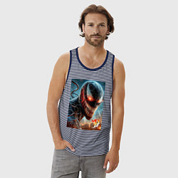 Майка мужская хлопок Ужасный Веном - неоновое свечение, цвет: синяя тельняшка — фото 2