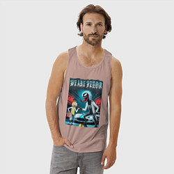 Майка мужская хлопок Веном-Рик и Морти рядом со спортивной тачкой, цвет: пыльно-розовый — фото 2