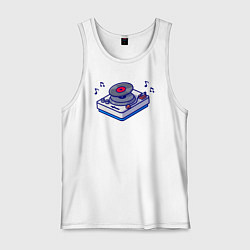 Майка мужская хлопок Музыкальный виниловый проигрыватель, цвет: белый