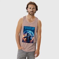 Майка мужская хлопок Counter Strike 2 - shooter, цвет: пыльно-розовый — фото 2