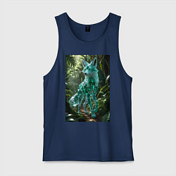 Майка мужская хлопок Кристальный волк в джунглях, цвет: тёмно-синий