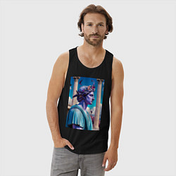 Майка мужская хлопок Античный герой и архитектура, цвет: черный — фото 2