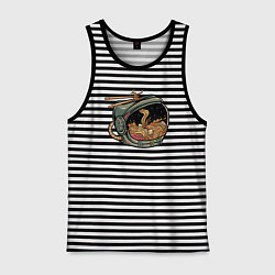 Майка мужская хлопок Космическая лапша, цвет: черная тельняшка