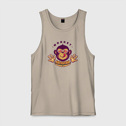 Майка мужская хлопок Monkey hot dog, цвет: миндальный