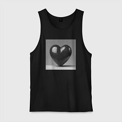 Майка мужская хлопок Большое чёрное сердце, цвет: черный