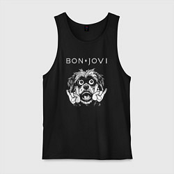 Майка мужская хлопок Bon Jovi rock dog, цвет: черный