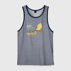 Майка мужская хлопок Еда сон баскетбол, цвет: синяя тельняшка