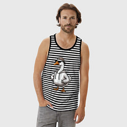 Майка мужская хлопок Goose on style, цвет: черная тельняшка — фото 2