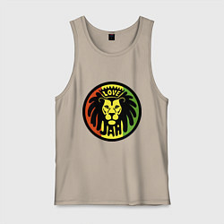 Майка мужская хлопок Jamaica rasta lion, цвет: миндальный