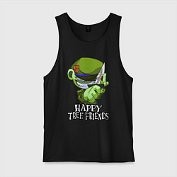 Майка мужская хлопок Happy three friends - Flippy, цвет: черный