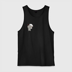 Майка мужская хлопок Белый котик на спине у серого для пары, цвет: черный