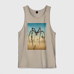 Майка мужская хлопок Паук Дали и Буржуа цвет, цвет: миндальный