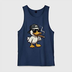 Майка мужская хлопок Smoking duck, цвет: тёмно-синий
