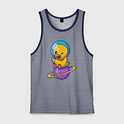 Майка мужская хлопок Утёнок на сатурне, цвет: синяя тельняшка