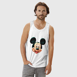 Майка мужская хлопок Mickey mouse head, цвет: белый — фото 2