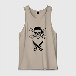 Майка мужская хлопок Пара пиратов мужчина, цвет: миндальный