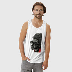 Майка мужская хлопок Blinding lights the weeknd, цвет: белый — фото 2