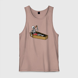 Майка мужская хлопок Death pizza, цвет: пыльно-розовый