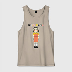 Майка мужская хлопок Doll squid game, цвет: миндальный