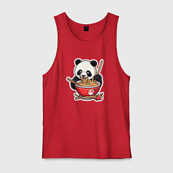 Майка мужская хлопок Панда - сладкий поедатель лапши, цвет: красный