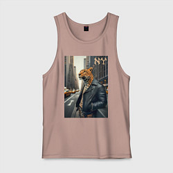 Майка мужская хлопок Леопард-модник житель Нью-Йорка, цвет: пыльно-розовый