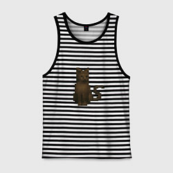 Майка мужская хлопок Пиксельный кот Daggerfall, цвет: черная тельняшка