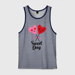 Майка мужская хлопок Сладкий день, цвет: синяя тельняшка