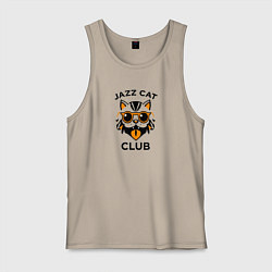 Майка мужская хлопок Jazz cat club, цвет: миндальный