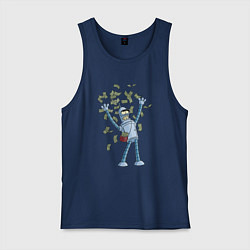 Майка мужская хлопок Бендер с кучей денег: Футурама, цвет: тёмно-синий