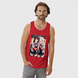 Майка мужская хлопок Аля и Маша дарят тебе валентинки, цвет: красный — фото 2