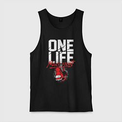Майка мужская хлопок One life many fight, цвет: черный