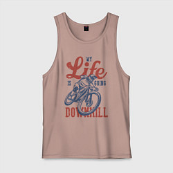 Майка мужская хлопок My life is going downhill, цвет: пыльно-розовый