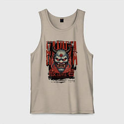 Майка мужская хлопок Маска японского демона Хання, цвет: миндальный