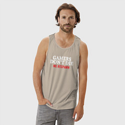Майка мужская хлопок Игроки не умирают, цвет: миндальный — фото 2
