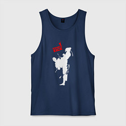 Майка мужская хлопок Кикбоксинг - атака, цвет: тёмно-синий