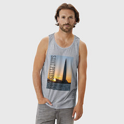 Майка мужская хлопок Небоскреб Лахта центра в Санкт-Петербурге, цвет: меланж — фото 2